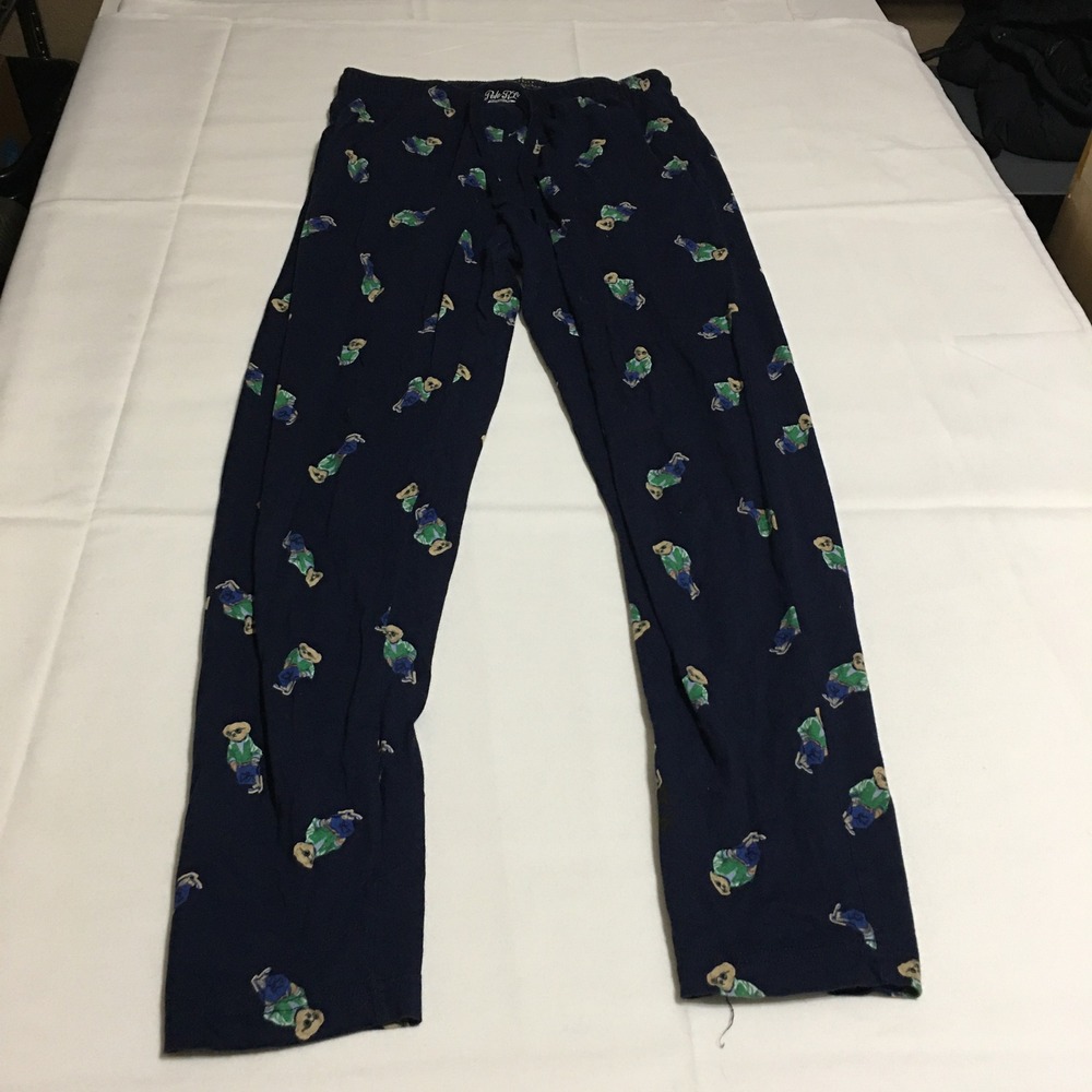 Polo Ralph Lauren Pajama Pants Small Blue Polo Bear AOP Drawstring